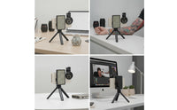 Compact Phone Photography Accessory with LED Light Portable Mobile Device Tripod with Mirror Lens Handheld Phone Mount with Tripod Anti-Glare for Photographers