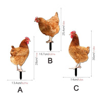 3 Pieces Chicken Garden Stake Weatherproof Acrylic Chicken Stake Decorations Waterproof Farmhouse for Gardeners, Lawn