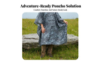 Multi-Use Rain Poncho Waterproof Hiking Poncho Compact Hooded Waterproof Cape for Backpackers, Campers, Backpacking, Travel