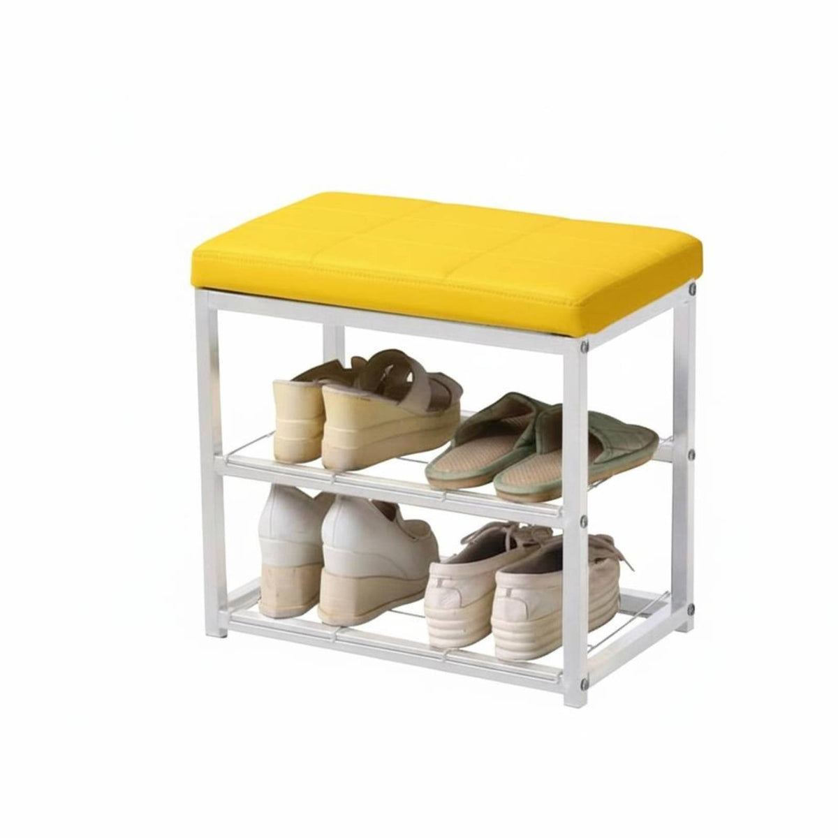 doubleFunction Design 2-Tier Shoe Rack Bench Multifunctional Household Furniture Space-Saving High Load Capacity for Families, Homeowners, Adults, Entryway, Doorway, Hallway, Living Room