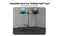 Space-Saving Design Exercise Ball Rack Stable Construction Exercise Ball Holder Heavy Duty Steel Frame Quick Assembly