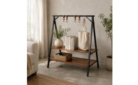 Wooden Two-Tier Shelf Sturdy Camp Storage Rack Lightweight Portable Wooden Rack for Car Travel