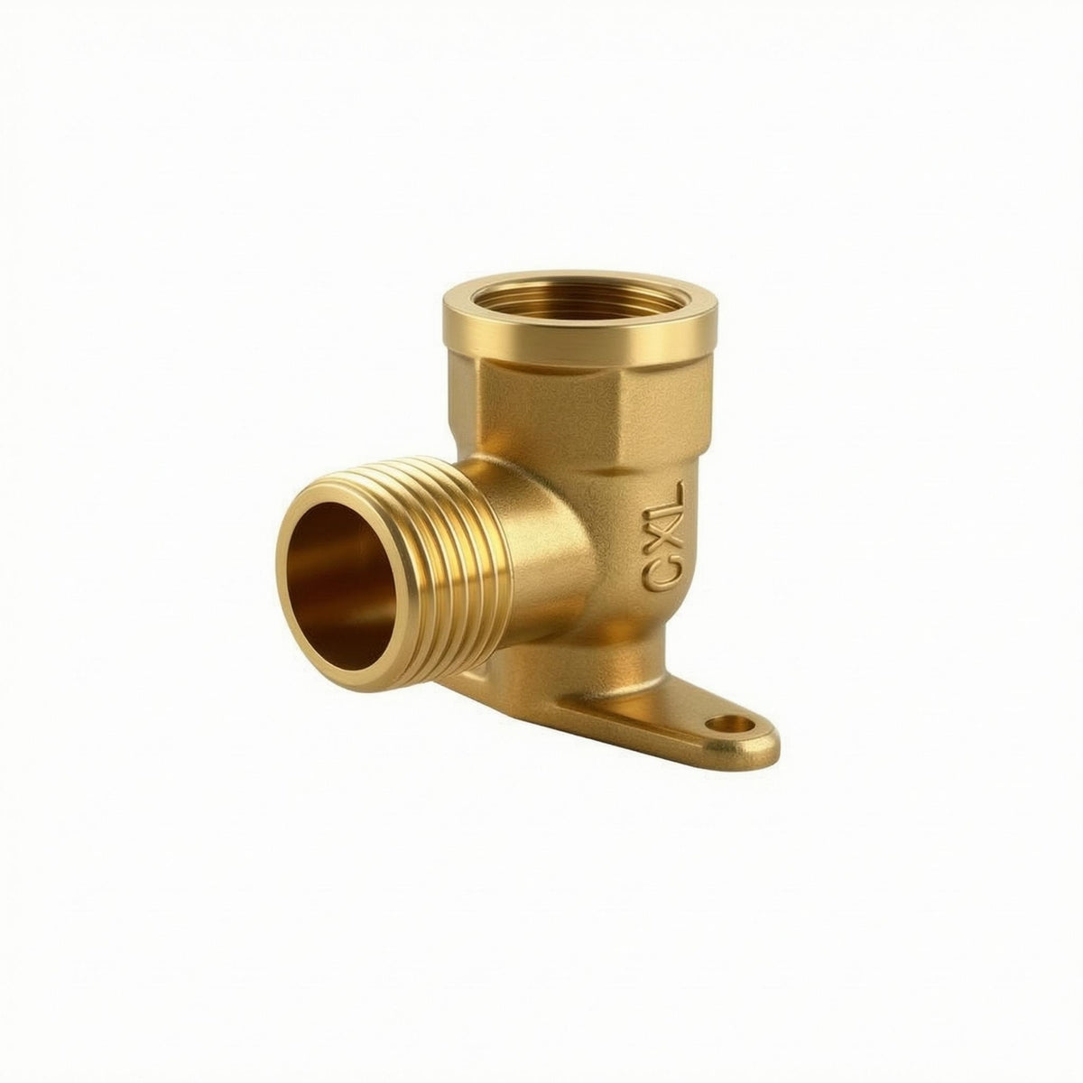 Shiny Wall-Mount Elbow Fitting Gold-Toned Brass Elbow Fitting Compact Corrosion-Resistant