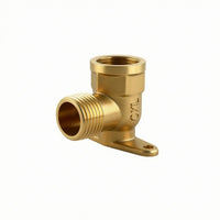 Shiny Wall-Mount Elbow Fitting Gold-Toned Brass Elbow Fitting Compact Corrosion-Resistant