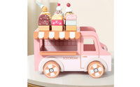 12 Pieces Wooden Ice Cream Stand Gift Idea Toy Ice Cream Truck Educational Dessert Vending Stand Toy for Girls, Kids, Playroom, Nursery
