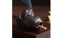 Monkey Ash Receptacle Cast Iron Primate Scent Holder Rustic Ash Receptacle with Hinged Lid for Smokers, Tea Table, Office Desk, Bar