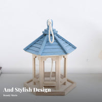 Easy to Fill Hanging Wooden Bird Feeder Weather Resistant Hanging Bird Feeder Heavy Duty for Children, Balcony, Garden, Patio