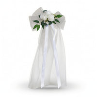 Romantic Artificial Flower Decoration with Veil Elegant Wedding Car Decoration Universal Decorations Easy-Install for Brides