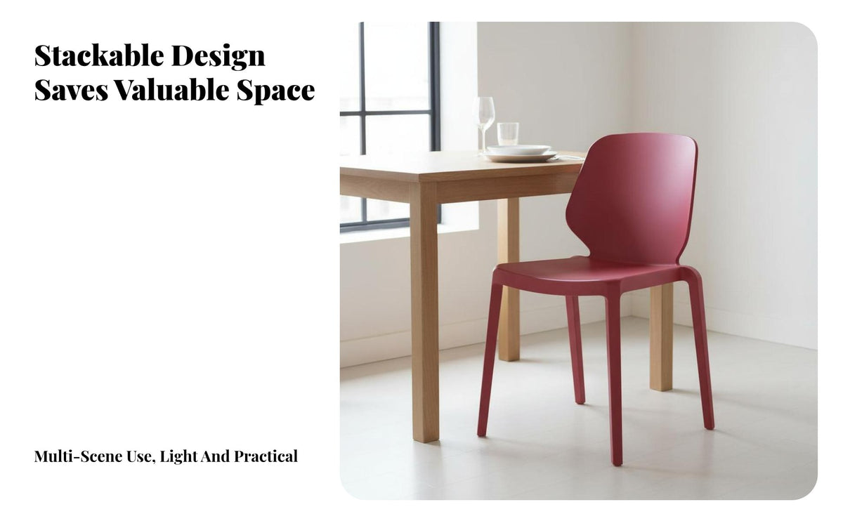 Thickened Design Armless Stacking Chair Ergonomic Backrest Stackable Monobloc Chair Long-Lasting Construction Household Furniture Heavy-Duty for Small Apartment Dwellers, Business Owners, Dining Room, Restaurant, Kitchen, Office