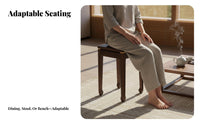 Modern Chinese design Stackable Square Stool Space-Saving Square Top seating platform Elegant Design Dining Seat Mortise and Tenon framework for Homeowners, Business Owners, Living Room, Home, Kitchen, Restaurant