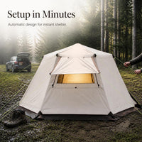 Portable Hexagonal Pop-Up Camping Tent for 4-6 People, Double Layer Waterproof Outdoor Shelter
