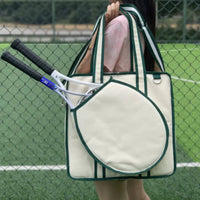 Portable Canvas Tennis Bag Shoulder Strap Tennis Racket Bag Zip Closure Sports Accessory Handsunrestricted Carry