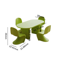 5 Pieces Light Green Dollhouse Dining Set Molded Plastic Miniature Table and Chairs Rounded Edges Miniature Dining Furniture Polished Finish for Display