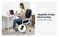 Adjustable Height Rolling Task Chair Ergonomic Backrest Upholstered Rolling Chair Modern Design Home Seating Sturdy Base for Students, Teenagers, Adults, Dormitory, Bedroom, Study Room