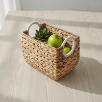 Straw Storage Basket Eco-Friendly Woven Storage Basket with Handles Artisanal