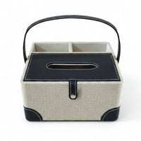 with Compartments Home Storage Stitched Detail Tissue Box Organizer