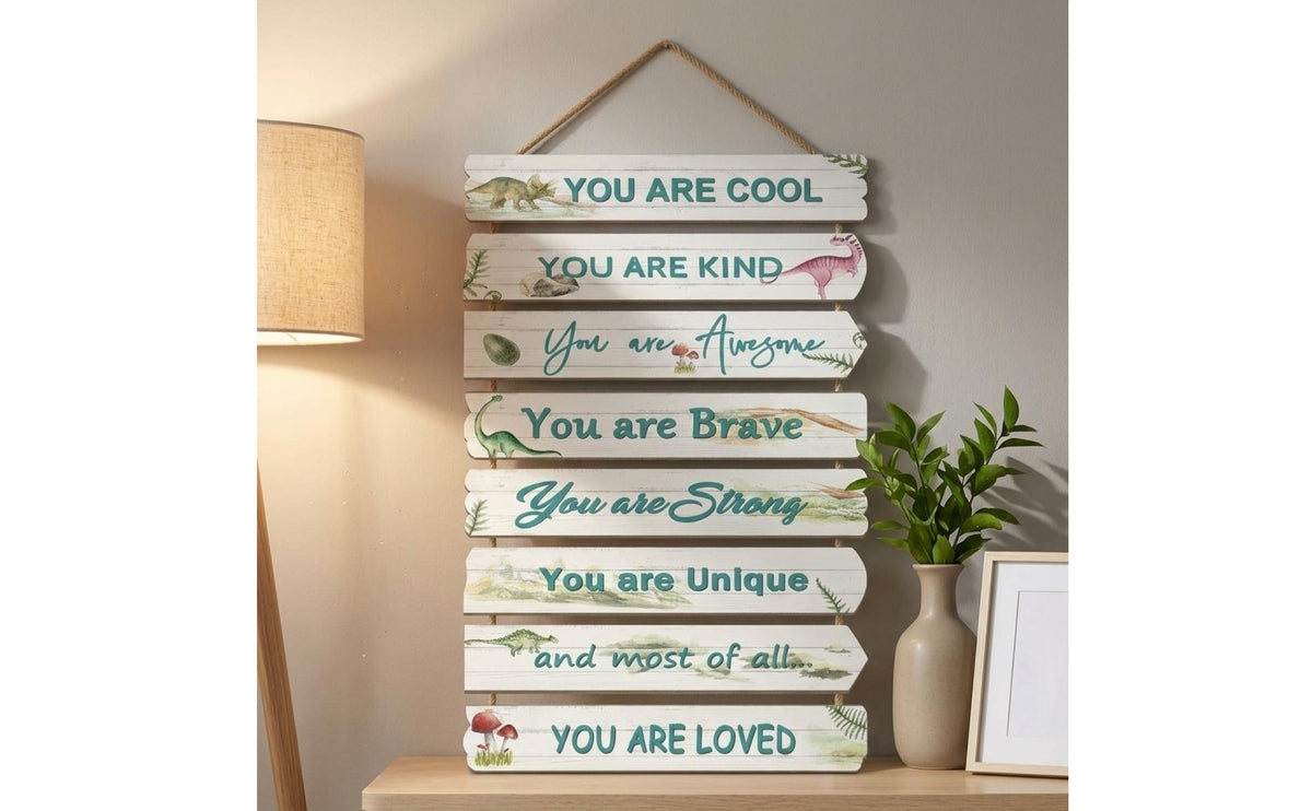 Princess Design Butterfly Wall Plaque Positive Message Inspirational Hanging Sign Colorful Design Wooden Hanging Sign Gift Idea for Teen Girls, Bedroom, Kids Room