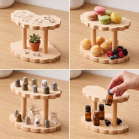 Solid Wood Display Stand for Collectibles, Figurines, and Small Plants - Tiered Desktop Organizer