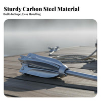 Carbon Steel Boat Anchor Portable Inflatable Boat Anchor Boating Equipment Easy Storage Oceanic Grade for Kayakers, Lakes
