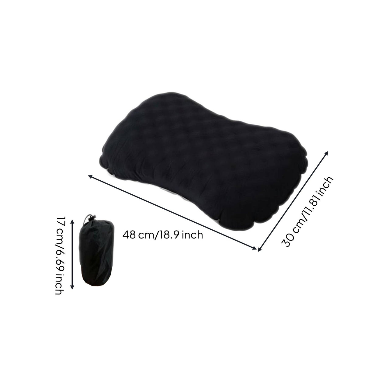 Ice Silk Material Inflatable Camping Pillow Includes Storage Bag Lightweight Travel Pillow Adjustable Height Portable Backrest Cushion for Campers, Travelers, Backpackers, Office
