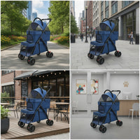 Soft-Sided Two-Tier Pet Stroller Ventilated Double Pet Stroller Breathable Portable for Cats, Small Dogs, Daily Walks, Vet Visits, Travel