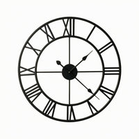 Unframed Frame Black Roman Numeral Wall Metal Frame Wall Clock Retro Noiseless Round Wall Metal Frame Wall Clock European Style Home Decor Decorative for Living Room