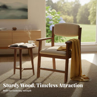 Minimalist Aesthetic Upholstered Wooden Armchair High-Rebound Cushion Upholstered Reading Seat Ergonomic Design Desk Chair Sturdy Structure for Office Workers, Students, Homeowners, Study Room, Bedroom