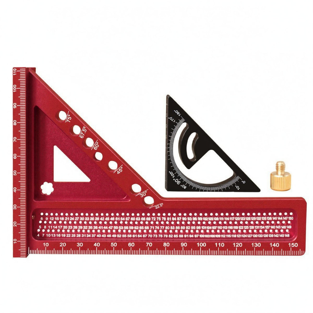 Anodized Metal Carpenter Square Engraved Markings Angle Gauge Detachable Marking Ruler Wear-Resistant for Carpenters, Woodworkers, Woodworking Shop