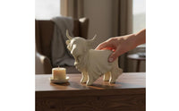Halloween Highland Cow Ghost Statue Spooky Cow Ghost Figurine Rustic Statue with Drape Whimsical for Tabletop