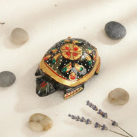 Natural Gemstone Golden Pyrite Turtle Statue Feng Shui Pyrite Turtle Figurine Collectible for Crystal Collectors, Office, Shelf