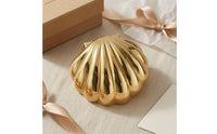 Gold Seashell Jewelry Box Shiny Finish Clamshell Jewelry Box Hinged Home Decor Scalloped