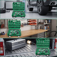 72-Tooth Socket Wrench Tool Kit Portable Ratchet Socket Wrench Set Polished Mechanics Tool Set with Case Long-Lasting for Garage