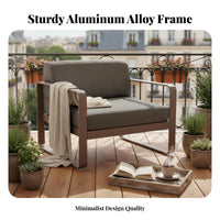 4 Pieces Waterproof 4-Piece Sofa and Armchair Set Sun-Proof Outdoor Furniture Weather-Resistant Lounge Seating Minimalist Design for Business Owners, Homeowners, Balcony, Garden, Backyard, Poolside