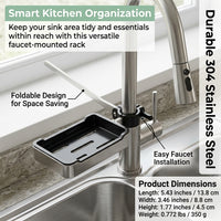 Bathroom Sink and Home Kitchen Drain Rack in 304 Stainless Steel, Foldable Over the Dish Drying for Students