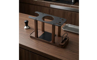 Bamboo Posts Aeropress Stand Metal Top Plate Coffee Organizer Stand Multiple Slots Coffee Bar Station Rounded Corners