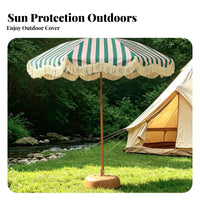 Round Base Fringe Sun Umbrella Metal Joint Hardware Adjustable Angle for Outdoor