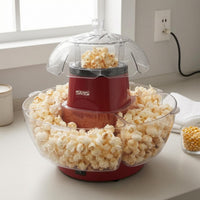 Red Body Popcorn Appliance with Bowls Transparent Lid Electric Popcorn Appliance 1200W Kitchen Appliance European Plug