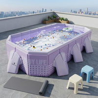 Rigid Foldable Pool with Toys Portable Rectangular Pool with Pump No-Inflation for Family, Kids, Backyard, Garden, Patio