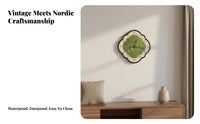 High Quality Texture Green Landscape Clock Quartz Movement Retro Artistic Wall Clock Ideal Gift Easy to Read for Interior Design Enthusiasts, Homeowners, Living Room, Bedroom, Office, Kitchen