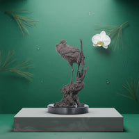 Brass Crane Figurine Gift Idea Crane Statue Elegant Design Bird Sculpture for Office, Living Room