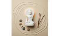 Zen Theme Buddha Statue Spiritual Gift Resin Buddha Statue Good Luck Symbol Sandstone Resin Sculpture Handmade Craft for Meditation Practitioners, Feng Shui Enthusiasts, Living Room, Mindful Movement Studio, Entrance Hall, Office Desk