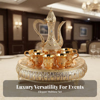 8 Pieces Ornate Metal Drinkware Set Decorative Ornate Beverage Decanter Set Countertop Decor Multi-Functional Sturdy Zinc Alloy