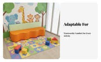 Flexible Combination Upholstered Block Bench Soft-Covered Transformable Play Couch dense Foam interlocking Seating Easy to Clean for Toddlers, Educators, Parents, Kindergarten, Waiting Area, Early Education Center, Playroom