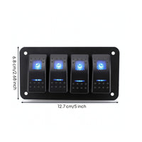Rocker Switch Panel Automotive-Style Switch Panel with Blue LED Slim for DIYers, Dashboard, off-Road Vehicle
