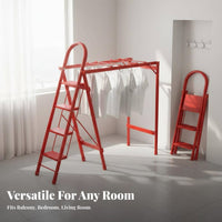 Foldable Ladder Clothes Rack Space-Saving Multi-Purpose Ladder Anti-Slip Climbing Equipment Portable for Homeowners, DIY Enthusiasts, Indoors, Balcony, Apartment, Kitchen