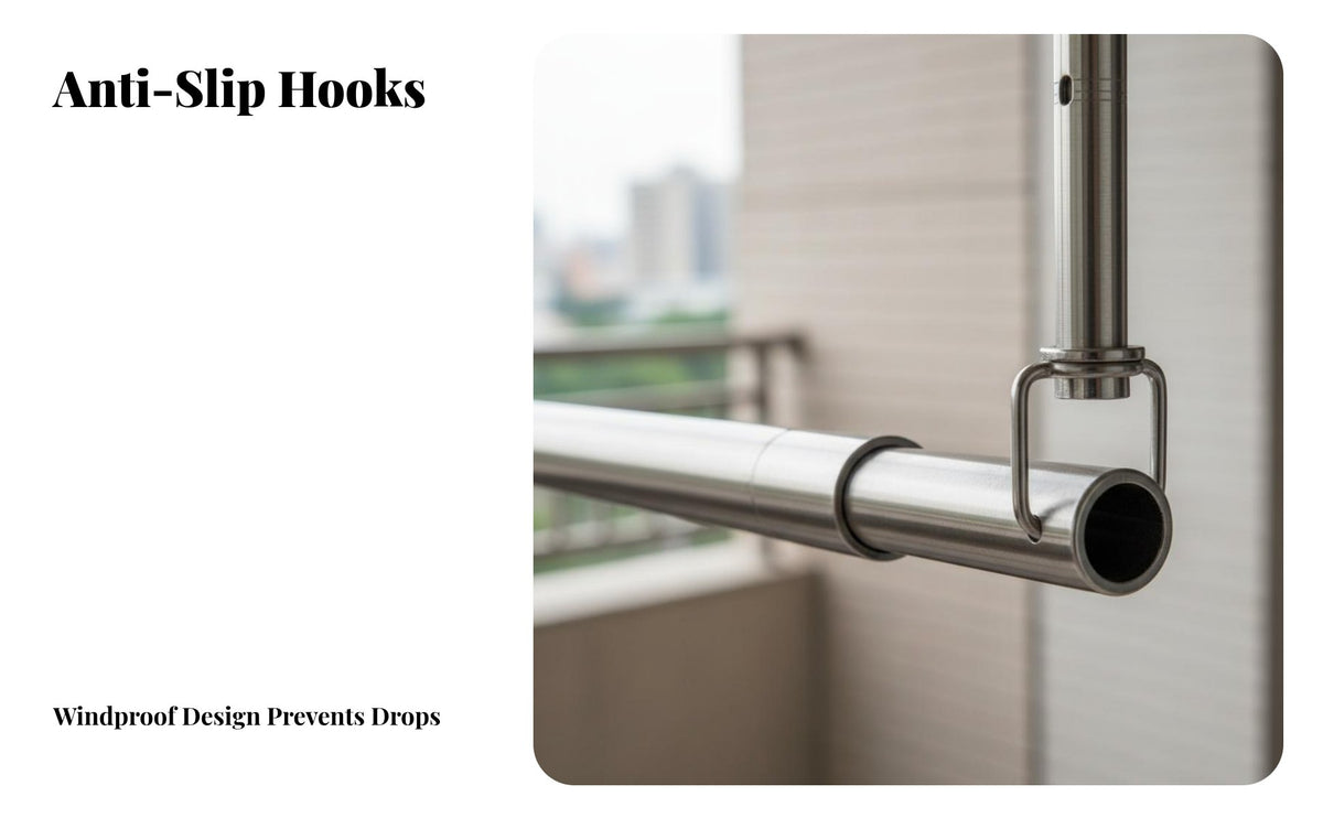 Retractable Clothes Dehumidifying Rod Space-Saving Stainless Steel Clothes Pole Rust Resistant Retractable Dehumidifying Rack for Apartment Dwellers