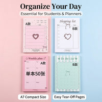 A7-sized Tear Off Notepad Candy Color Memo Pad for Note Taking and Studying, Small Scratch Paper for Students and Teens, Extra Thick Sheets