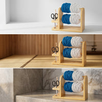 Wooden Yarn Holder with Rotating Base for Knitting and Crocheting