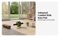 Non-Slip Comfortable Grip Ab Roller Portable Design Twin Wheel Ab Roller Knee Pad Included Abdominal Wheel Long-Lasting Construction for Beginners, Home Gym