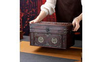 Vintage Chinese Design Storage Box Distressed Finish Traditional Wedding Dowry Trunk Vintage Wooden Box Perfect Gift